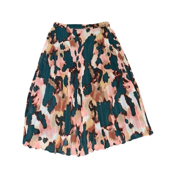 Banana Republic Floral Pleated Midi Skirt Size Small P Teal Muti - Picture 3 of 7